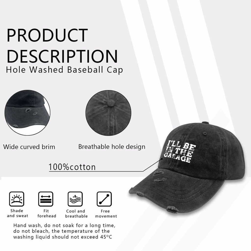 I'Ll Be in the Garage Hats for Womens Baseball Caps Classic Washed Dad Hat Breathable