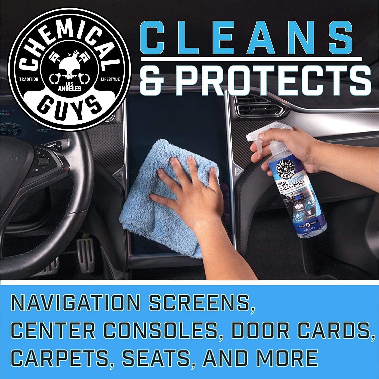 Total Interior Cleaner & Protectant Interior Cleaner, Cleans & Protects Leather, Vinyl, Plastic, Rubber, Glass with a Streak-Free Finish — Cars, Trucks, Suvs, Rvs, 16 Oz