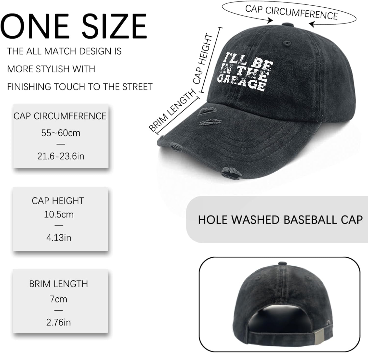 I'Ll Be in the Garage Hats for Womens Baseball Caps Classic Washed Dad Hat Breathable