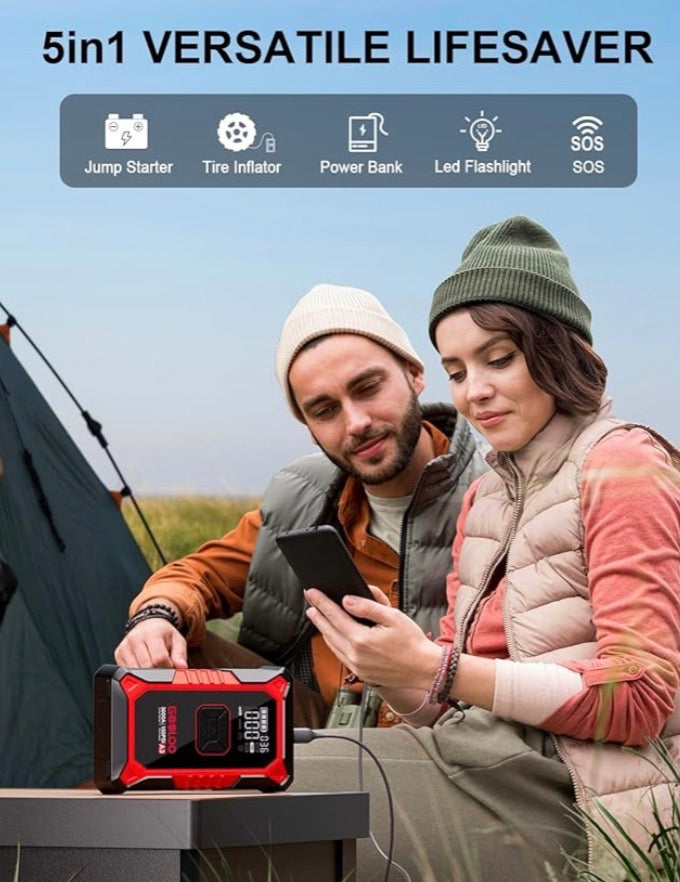 Jump Starter with Air Compressor, Portable Battery Booster